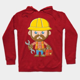 Cute Cartoon Builder with Spanner Hoodie